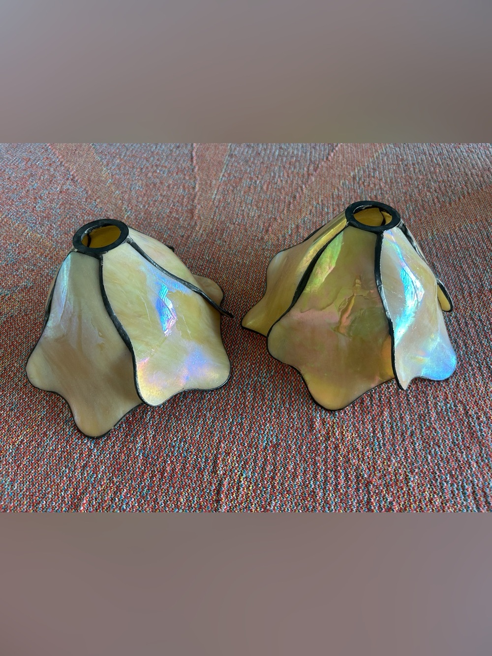 Set of 2  Iridescent Art Glass Lamp Shades